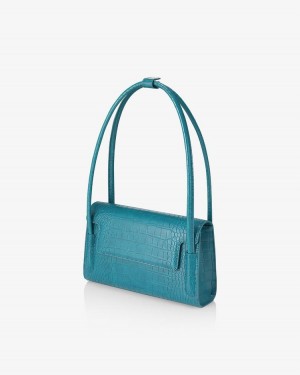 Women's Find Kapoor Marty Bag 26 Croco Tote Shoulder Bags Blue Green | ZSR8640XY