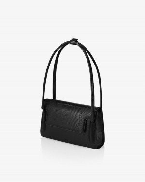 Women's Find Kapoor Marty Bag 26 Lizard Tote Shoulder Bags Black | PMU4032EA