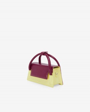 Women's Find Kapoor Marty Wedge Bag 22 Crinkled Tote Crossbody Bags Yellow Purple | HKZ3958NL