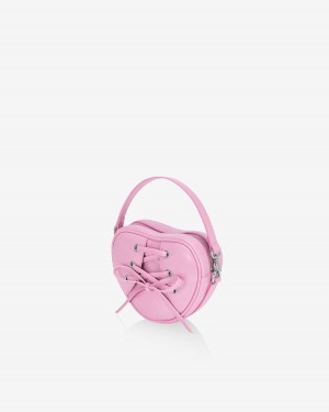 Women's Find Kapoor Ribbon Tie Heart Tote Crossbody Bags Pink | NYH973CD