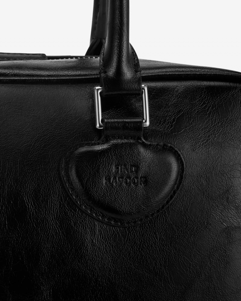 Women's Find Kapoor Heart Bag 36 Crinkled Tote Briefcase Black | PNW577OP