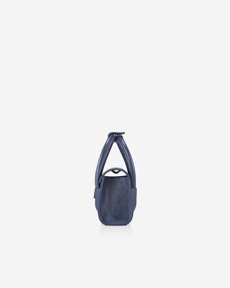 Women's Find Kapoor Marty Bag 12 Crinkled Tote Crossbody Bags Navy Blue | KWY838NP