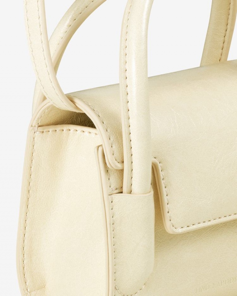 Women's Find Kapoor Marty Bag 12 Crinkled Tote Crossbody Bags Cream Yellow | IXK2879OT