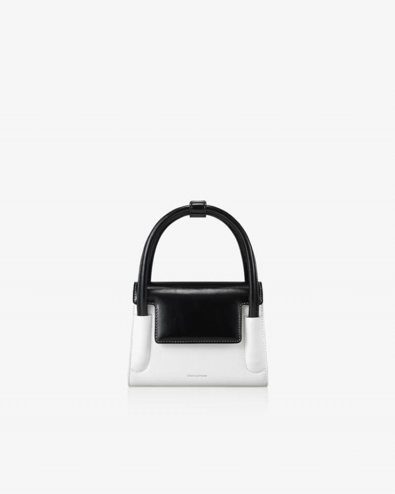 Women's Find Kapoor Marty Bag 18 Crinkled Tote Crossbody Bags White Black | ASX8552KN