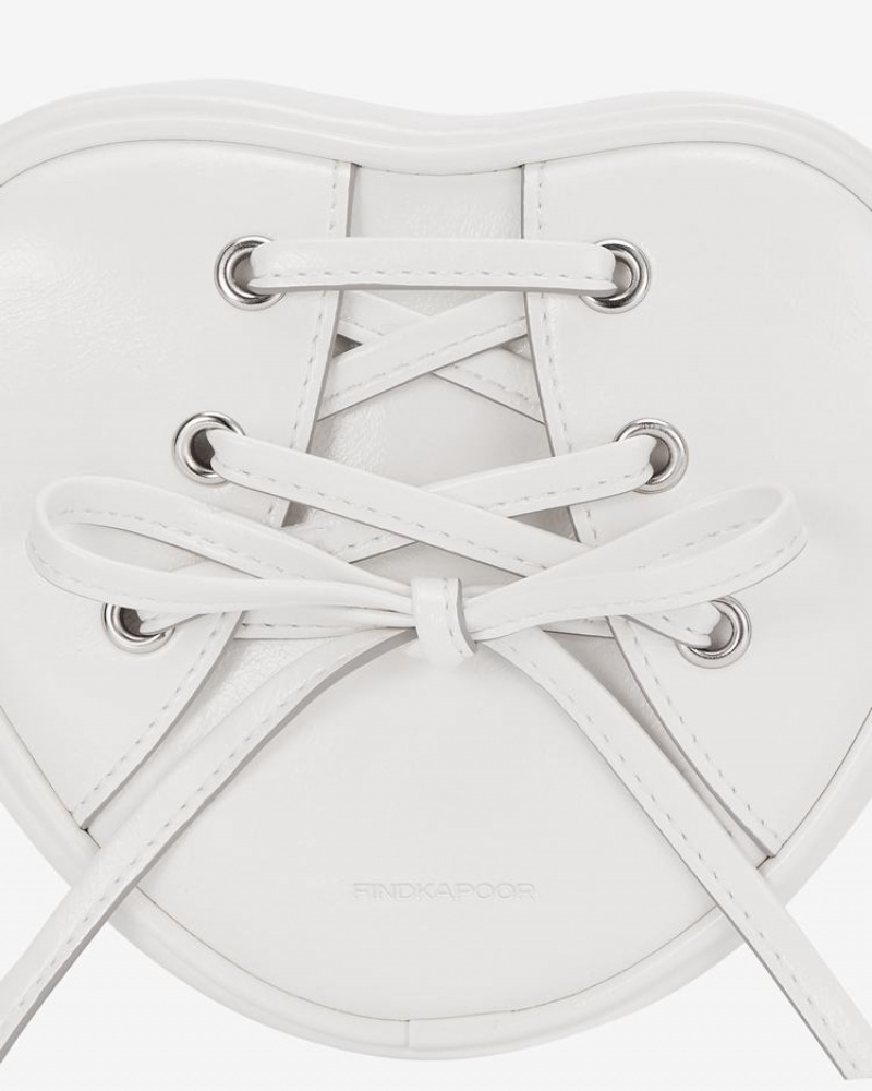 Women's Find Kapoor Ribbon Tie Heart Tote Crossbody Bags White | UOK8591GC