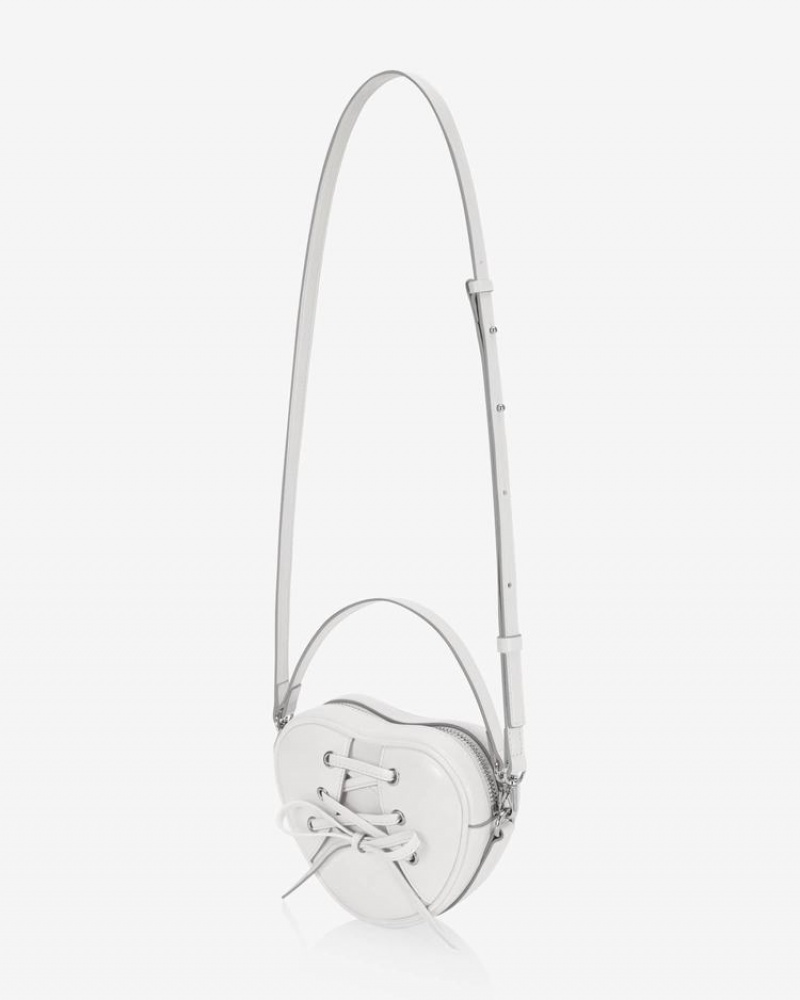 Women's Find Kapoor Ribbon Tie Heart Tote Crossbody Bags White | UOK8591GC