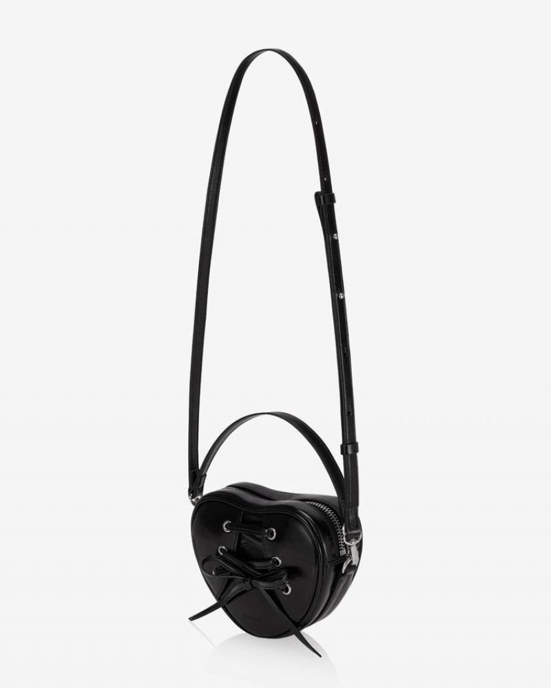 Women's Find Kapoor Ribbon Tie Heart Tote Crossbody Bags Black | NAH8534FI