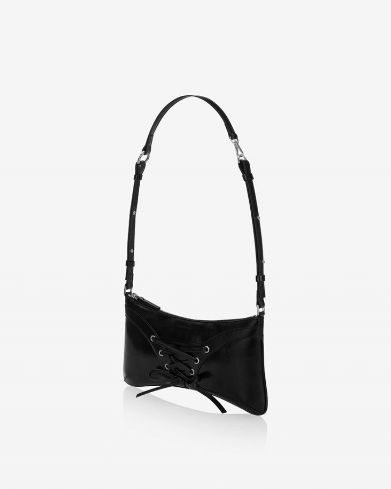 Women's Find Kapoor Ribbon Tie Tote Shoulder Bags Black | VMV1536TE