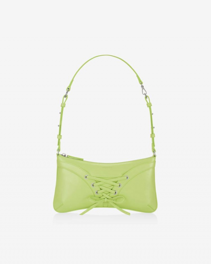 Women's Find Kapoor Ribbon Tie Tote Shoulder Bags Green | VHQ7689VY